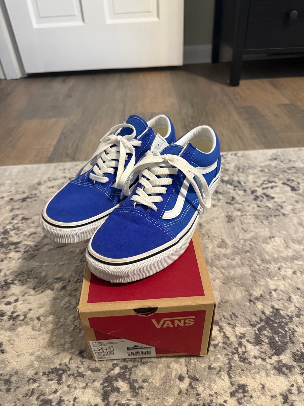 Vans Old Skool Blue and White Low Top Sneakers